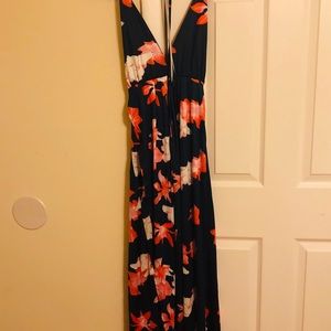 Blue Flower Patterned Swimsuit Cover